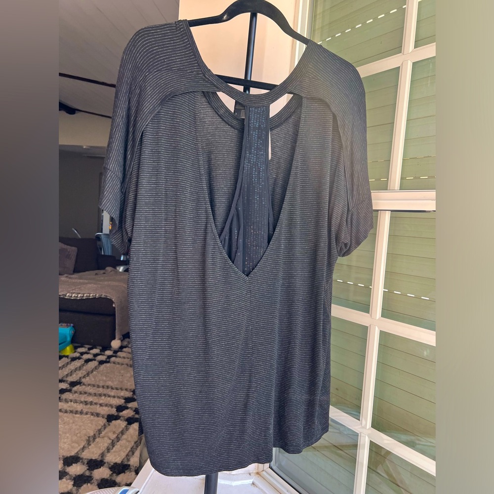 Heather rayon silk open back flowy top